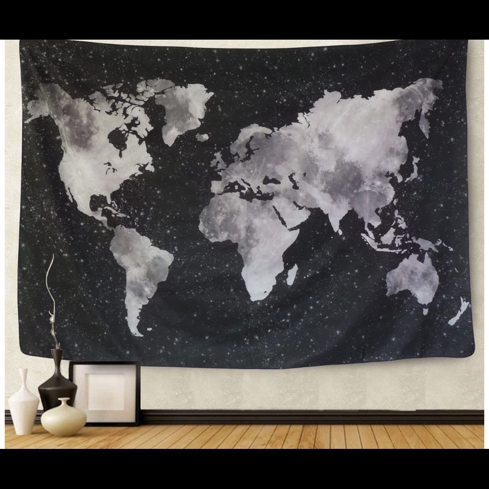 Galaxy world map tapestry